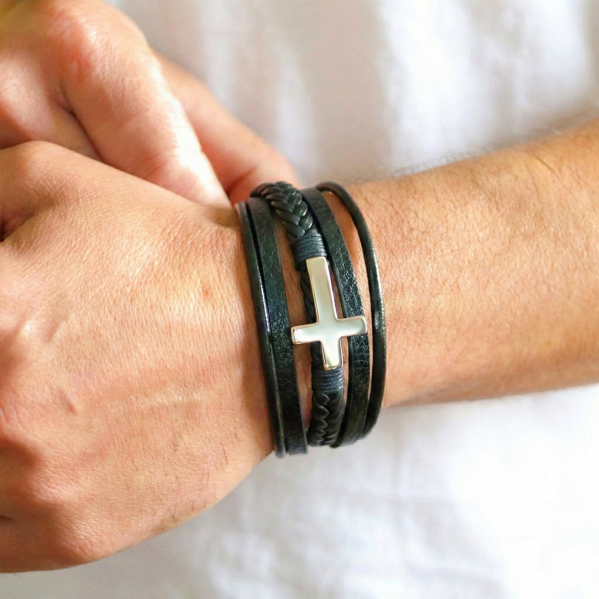 Grandson Guardian Cross Bracelet