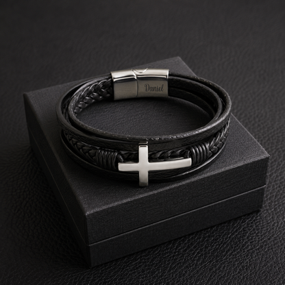To My Grandson Strength & Faith Cross Bracelet
