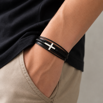 To My Grandson Strength & Faith Cross Bracelet
